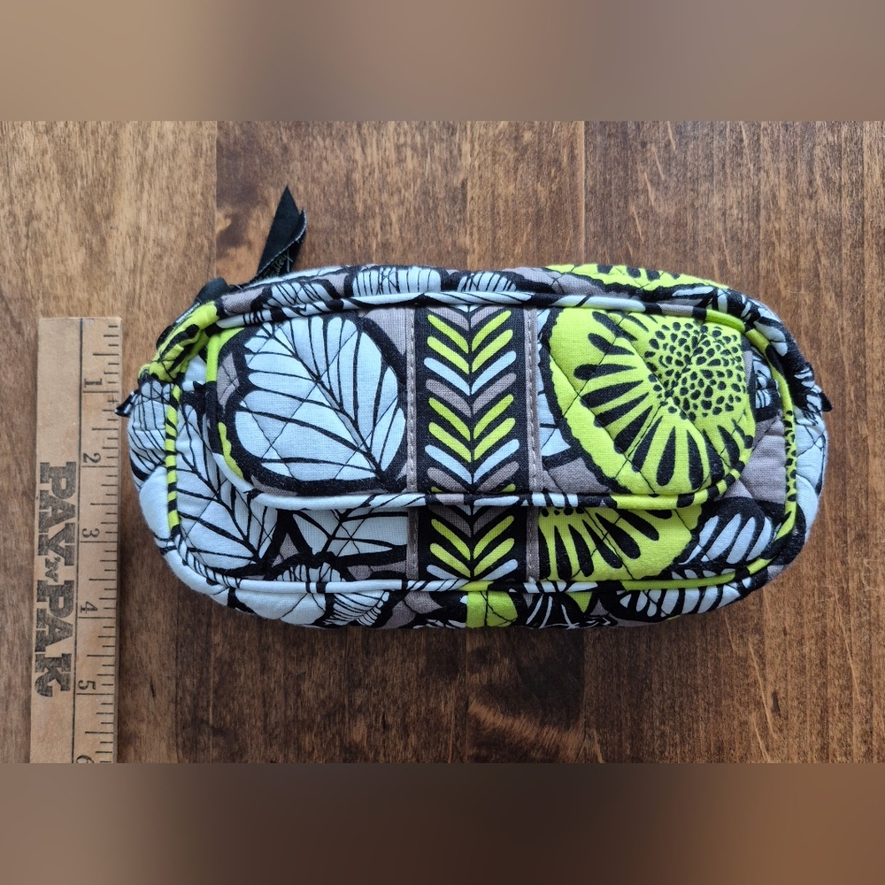 Vera Bradley Cosmetic Bag Citron Mirror Makeup Black and Yellow Floral Pouch
